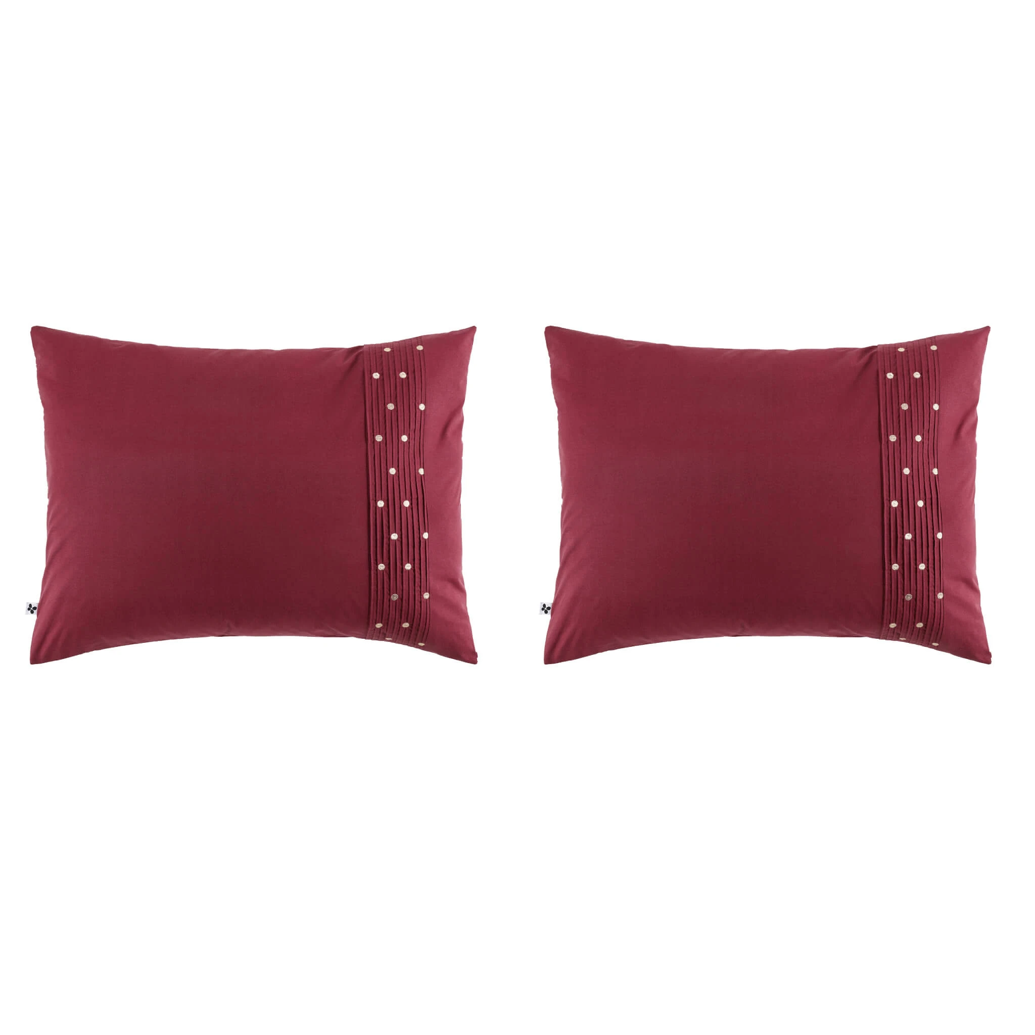 Lot De 2 Taies D'oreiller Brodées Plis Religieuses Bordeaux 4 Lot De 2 Taies D'oreiller Brodées Plis Religieuses Bordeaux – Image 2