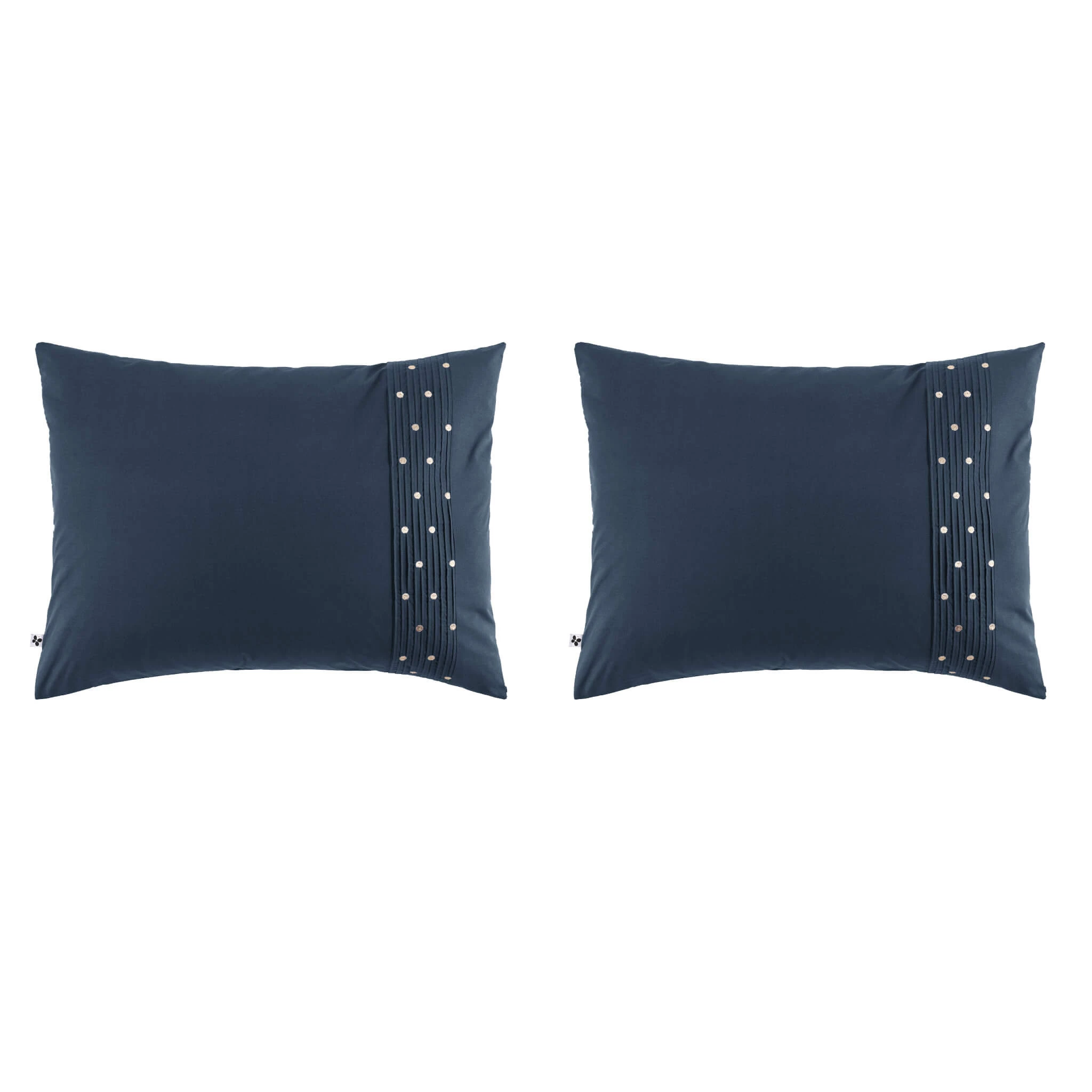 Lot De 2 Taies D'oreiller Brodées Plis Religieuses Marine 4 Lot De 2 Taies D'oreiller Brodées Plis Religieuses Marine – Image 2