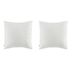 Lot De 2 Taies D'oreiller Brodées Plis Religieuses Blanc