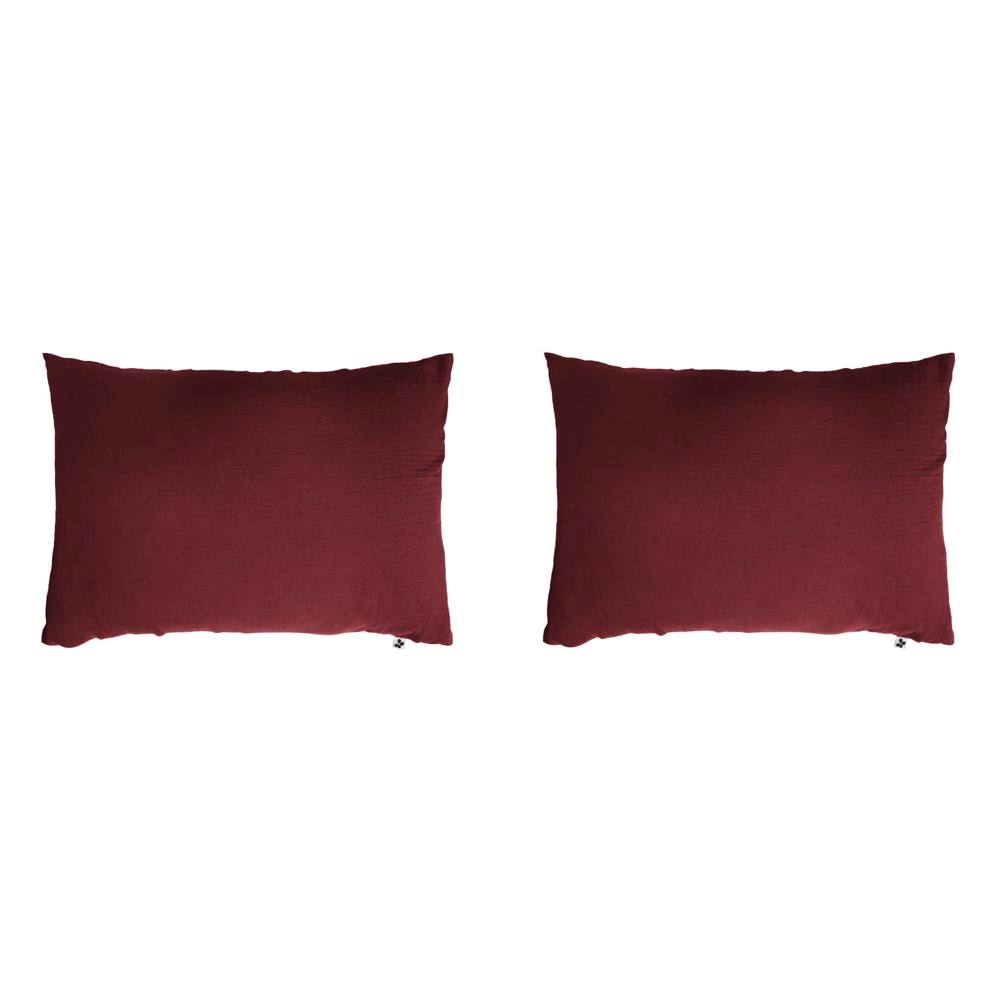 Lot De 2 Taies D'oreillers Double Gaze De Coton Bordeaux 4 Lot De 2 Taies D'oreillers Double Gaze De Coton Bordeaux – Image 2