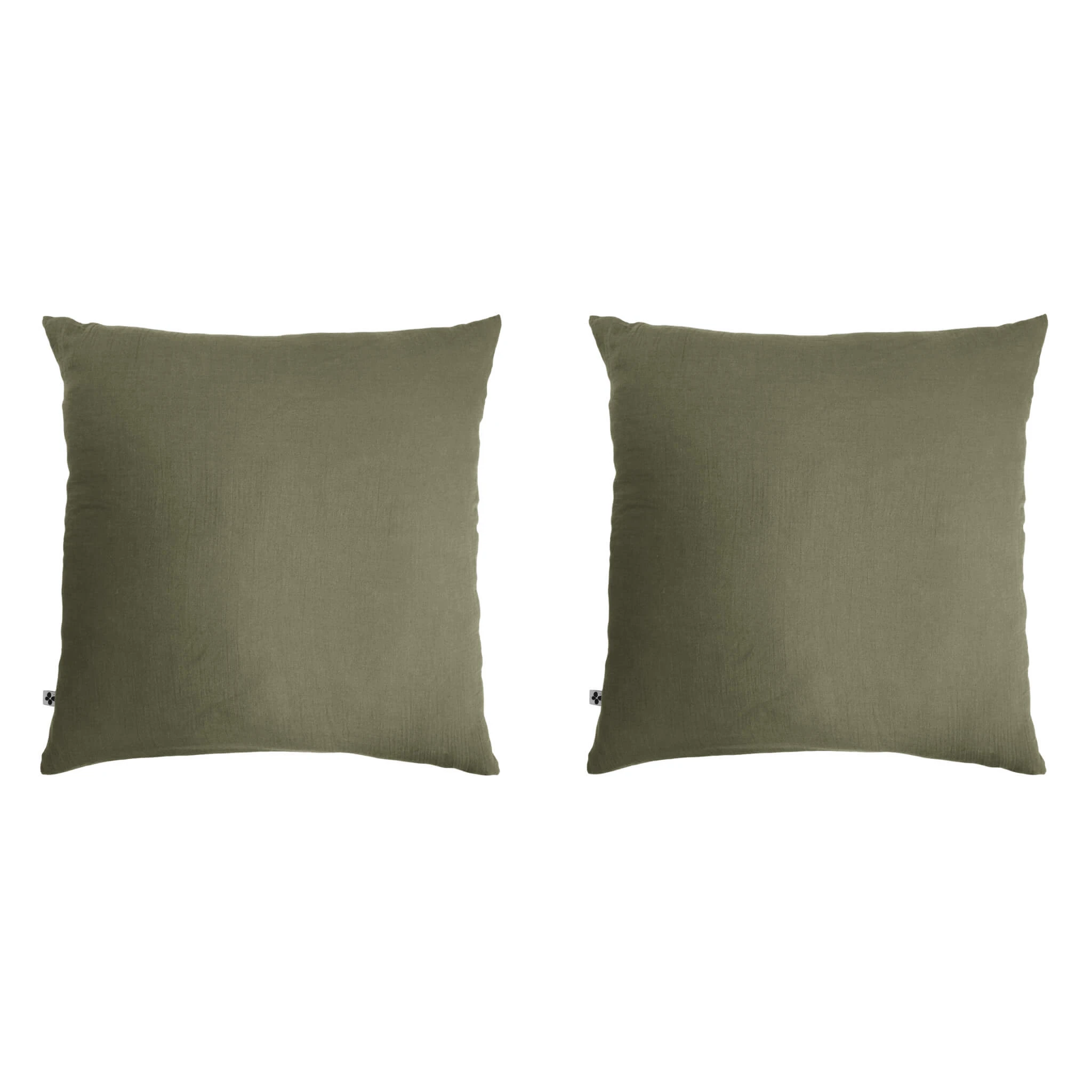 Lot De 2 Taies D'oreillers Double Gaze De Coton Kaki 3 Lot De 2 Taies D'oreillers Double Gaze De Coton Kaki