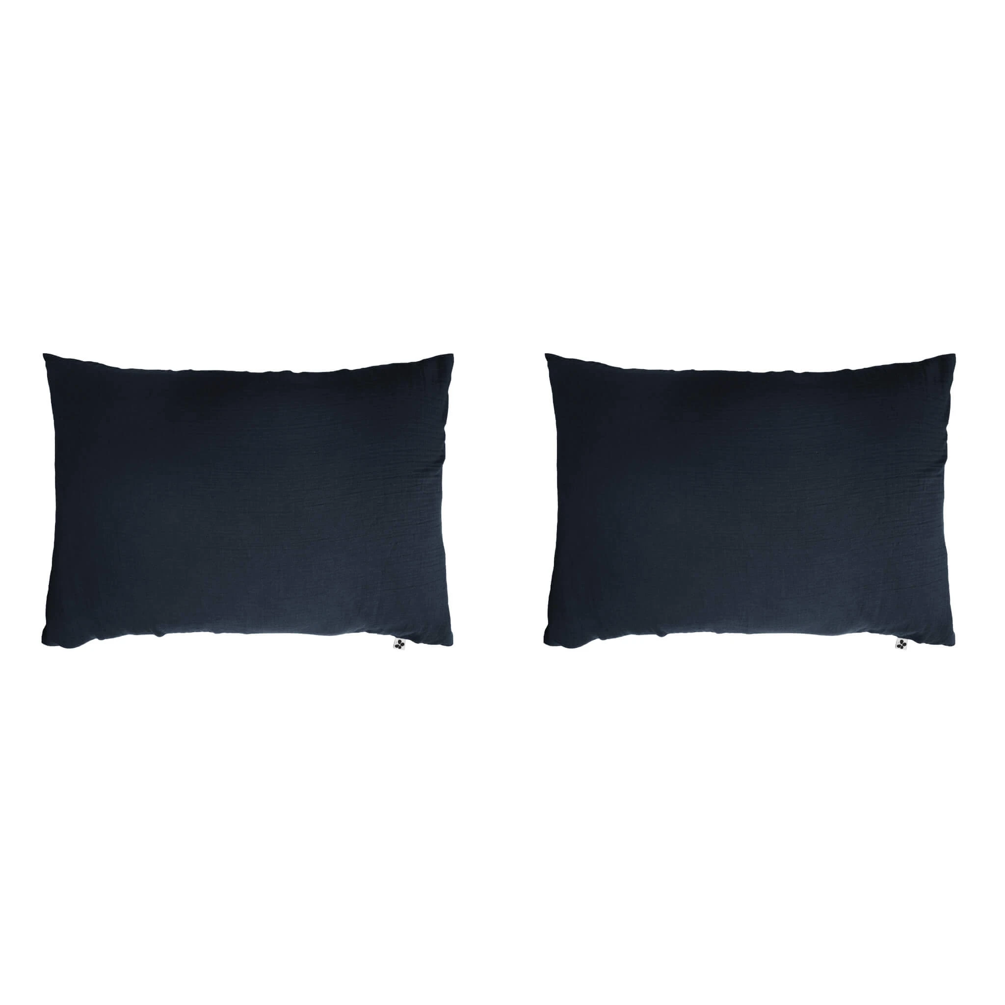 Lot De 2 Taies D'oreillers Double Gaze De Coton Marine 4 Lot De 2 Taies D'oreillers Double Gaze De Coton Marine – Image 2