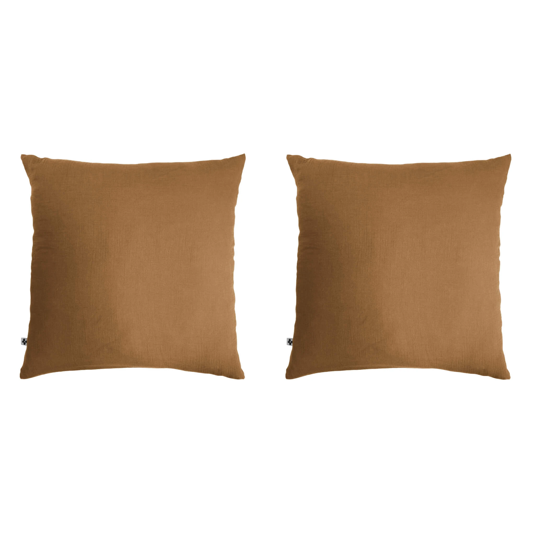 Lot De 2 Taies D'oreillers Double Gaze De Coton Marron 3 Lot De 2 Taies D'oreillers Double Gaze De Coton Marron
