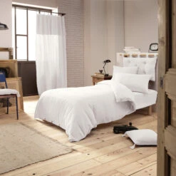 Housse De Couette Double Gaze De Coton Blanc 10 Housse De Couette Double Gaze De Coton Blanc -Terre de nuit boutique blanc ambiance 1 2