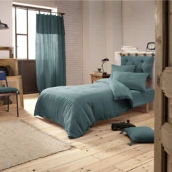 Parure De Lit Double Gaze De Coton Bleu Canard 8 Parure De Lit Double Gaze De Coton Bleu Canard -Terre de nuit boutique canard ambiance 1
