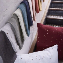 Taie D'oreiller à Pois Brodés Double Gaze De Coton Marine 9 Taie D'oreiller à Pois Brodés Double Gaze De Coton Marine -Terre de nuit boutique chic to coloris 10