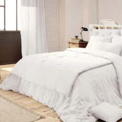 Couvre-lit Double Gaze De Coton Blanc -Terre de nuit boutique couvre lit blanc zoom