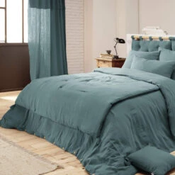 Couvre-lit Double Gaze De Coton Gris -Terre de nuit boutique couvre lit canard zoom 1 1