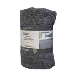 Couvre-lit Microfibre Lavée Matelassé Florette 240x220 Cm 16 Couvre-lit Microfibre Lavée Matelassé Florette 240x220 Cm -Terre de nuit boutique couvre lit florette anthracite 2