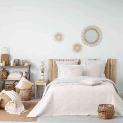 Couvre-lit Microfibre Lavée Matelassé Florette 240x220 Cm 17 Couvre-lit Microfibre Lavée Matelassé Florette 240x220 Cm -Terre de nuit boutique couvre lit florette blanc