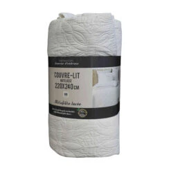 Couvre-lit Microfibre Lavée Matelassé Florette 240x220 Cm 19 Couvre-lit Microfibre Lavée Matelassé Florette 240x220 Cm -Terre de nuit boutique couvre lit florette blanc 2