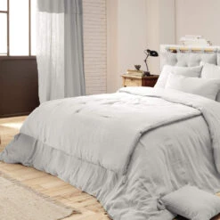Couvre-lit Double Gaze De Coton Gris -Terre de nuit boutique couvre lit gris zoom
