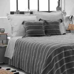 Couvre-lit Coton Jacquard Jakady Anthracite