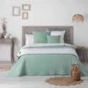 Couvre-lit Microfibre Matelassé Mellow Chic Menthe Et Blanc -Terre de nuit boutique couvre lit mellow menthe blanc