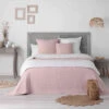 Couvre-lit Microfibre Matelassé Mellow Chic Rose Et Blanc -Terre de nuit boutique couvre lit mellow rose blanc