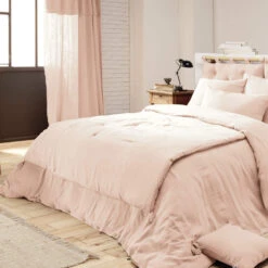 Couvre-lit Double Gaze De Coton Rose 5 Couvre-lit Double Gaze De Coton Rose -Terre de nuit boutique couvre lit rose zoom