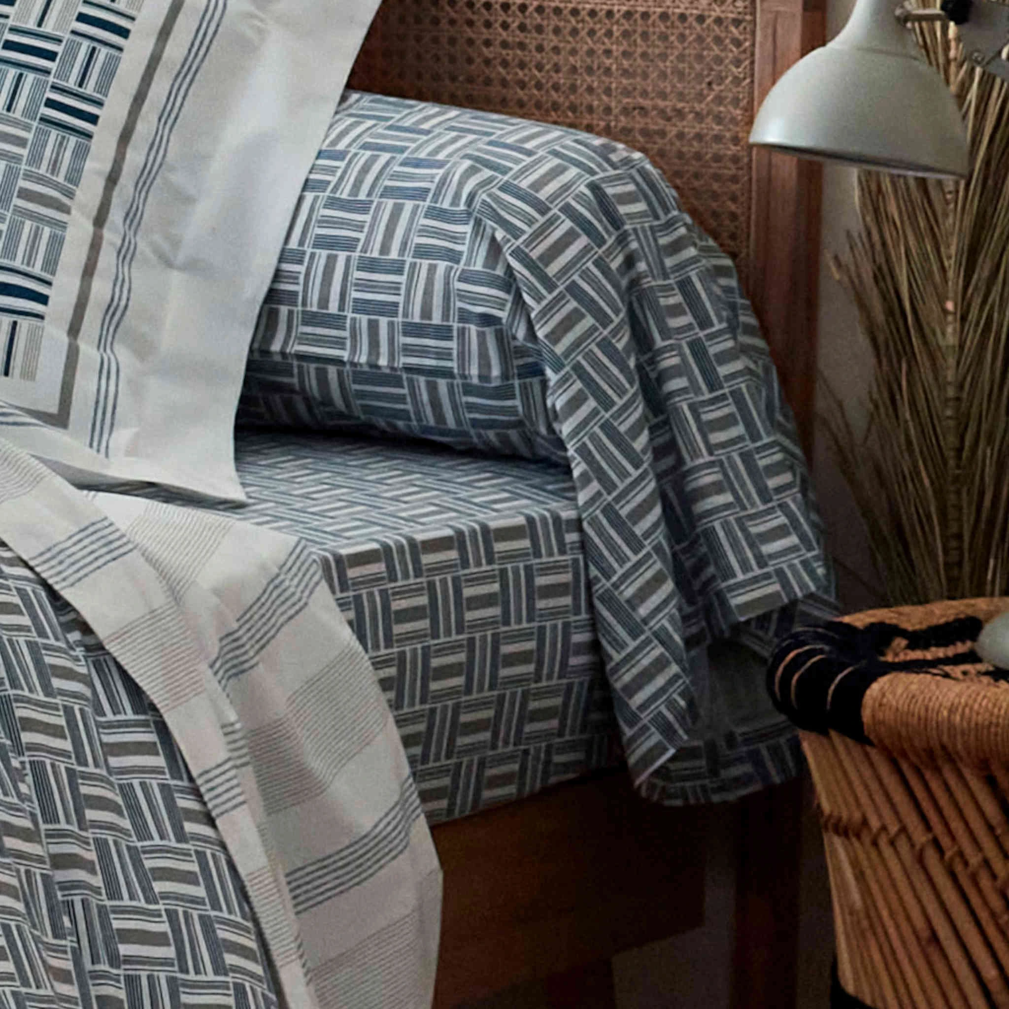 Drap Housse Diego Bleu Bonnet 40 Cm - Tradilinge 4 Drap Housse Diego Bleu Bonnet 40 Cm - Tradilinge – Image 2