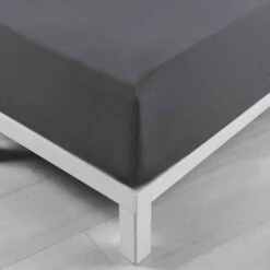 Drap Housse Coton Lavé Stonalia Anthracite Bonnet 30 Cm