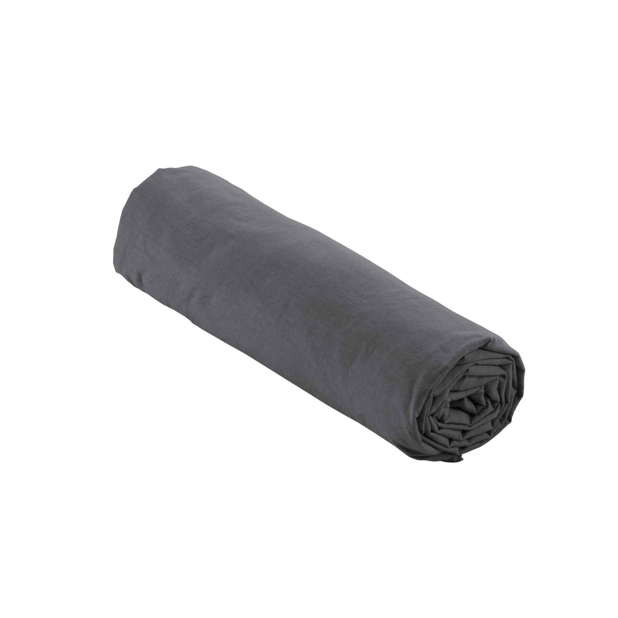 Drap Housse Coton Lavé Stonalia Anthracite Bonnet 30 Cm 5 Drap Housse Coton Lavé Stonalia Anthracite Bonnet 30 Cm – Image 3