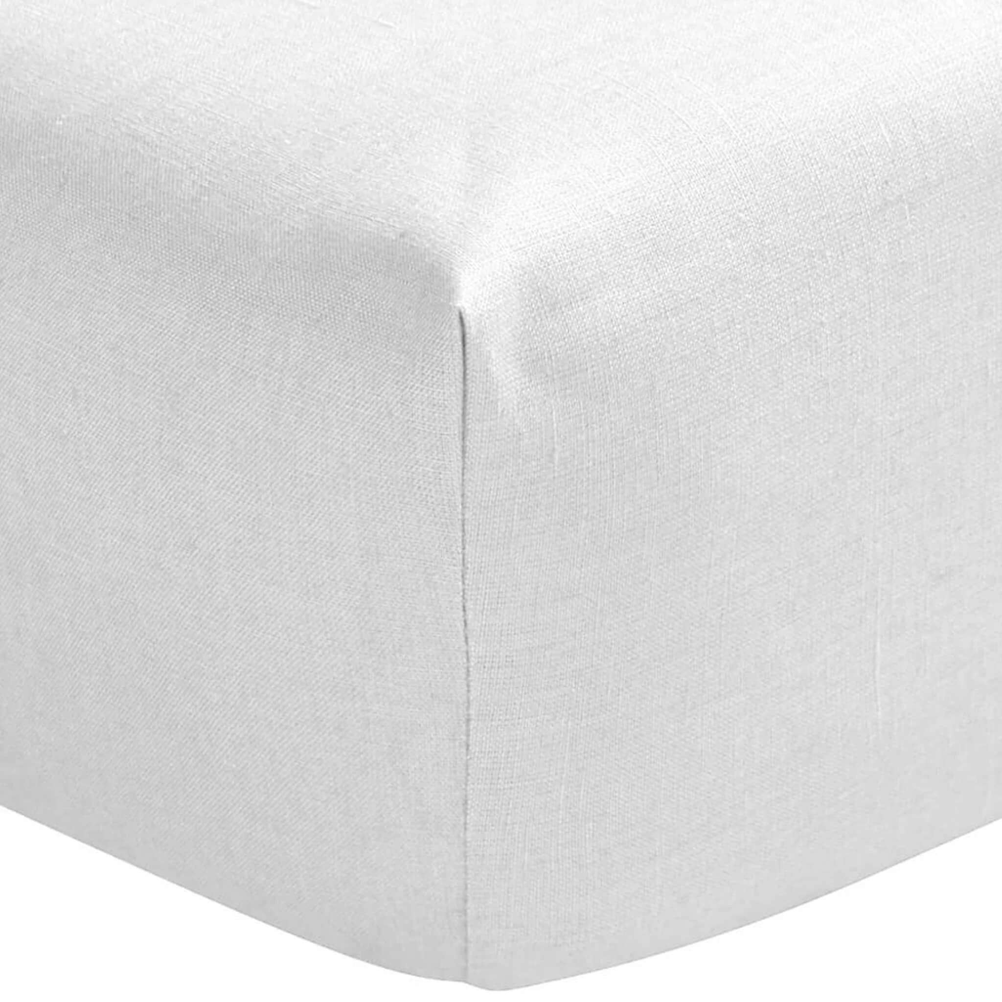 Drap Housse Blanc 100% Lin Bonnet 30 Cm 4 Drap Housse Blanc 100% Lin Bonnet 30 Cm – Image 2