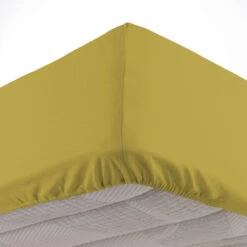 Drap Housse Coton Lavé Linette Jaune -Terre de nuit boutique drap housse linette jaune avant