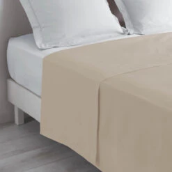 Drap Plat Biolina En Coton Biologique -Terre de nuit boutique drap plat biolina taupe ambiance