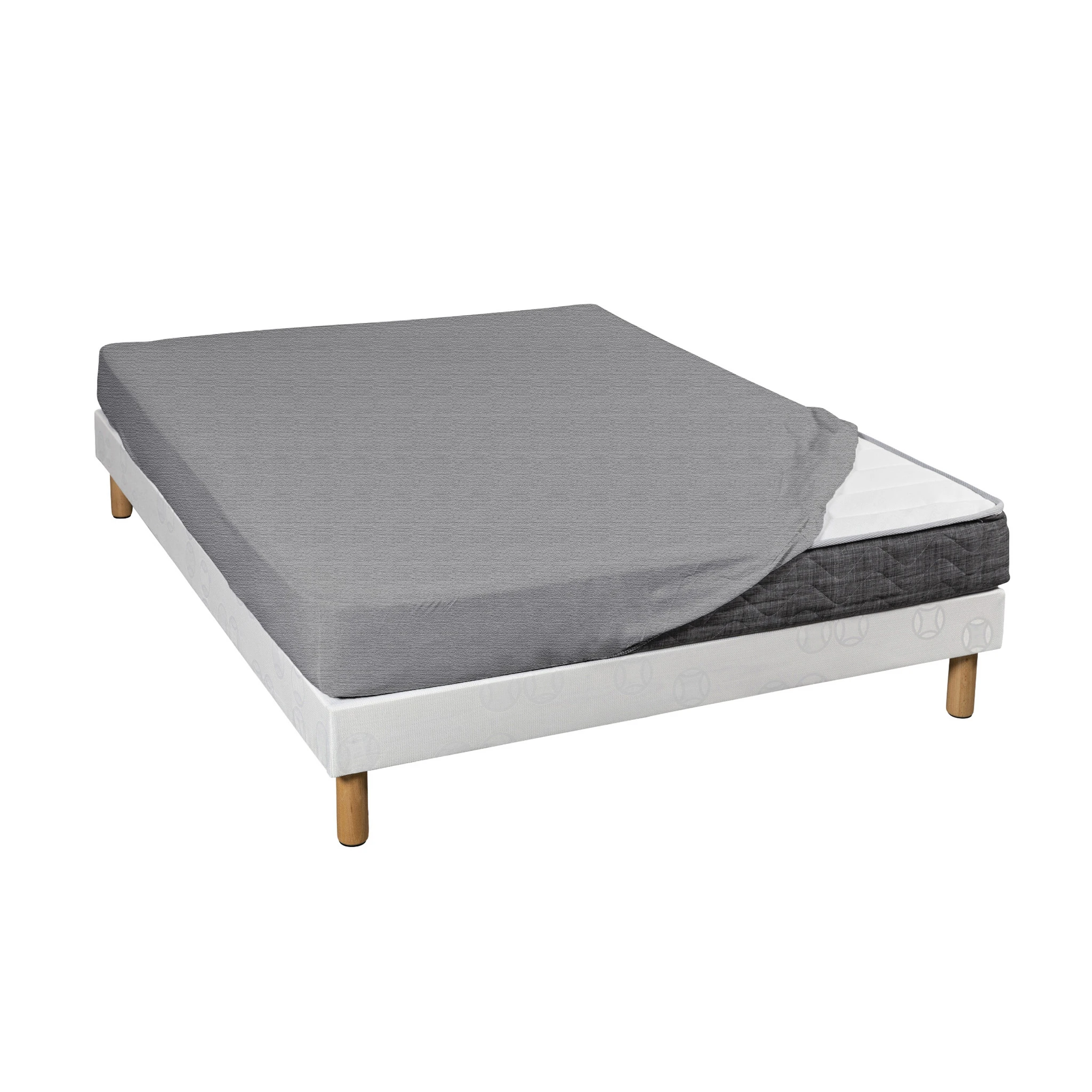 Lot De 2 Draps Housses Jersey Gris Chiné Bonnet 30 Cm 4 Lot De 2 Draps Housses Jersey Gris Chiné Bonnet 30 Cm – Image 2