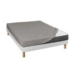 Drap Housse Gris Jersey Coton Lycra Tencel