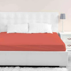 Drap Housse Orange Terracotta Bonnet 40 Cm