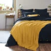 Plaid Gaze De Coton à Franges Jaune Safran -Terre de nuit boutique gaia jaune amb 1 plaid