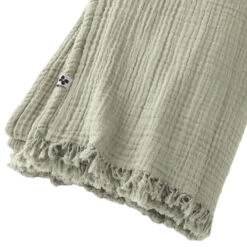 Plaid Gaze De Coton à Franges Vert D'eau 9 Plaid Gaze De Coton à Franges Vert D'eau -Terre de nuit boutique gaia plaid vertdeau zoom