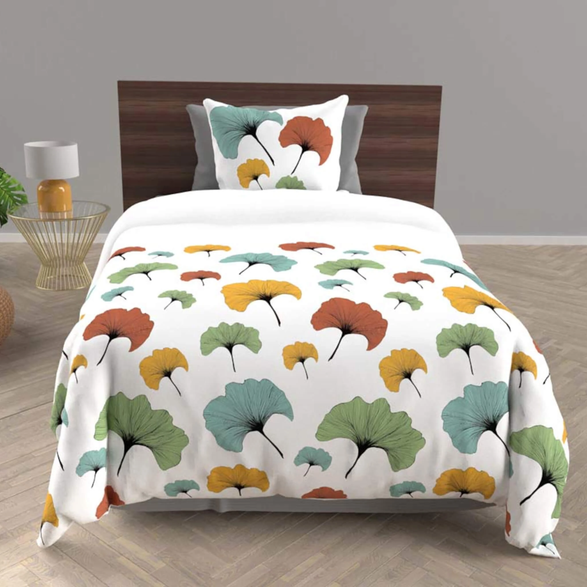 Parure De Lit Ginkgo Blanc 4 Parure De Lit Ginkgo Blanc – Image 2