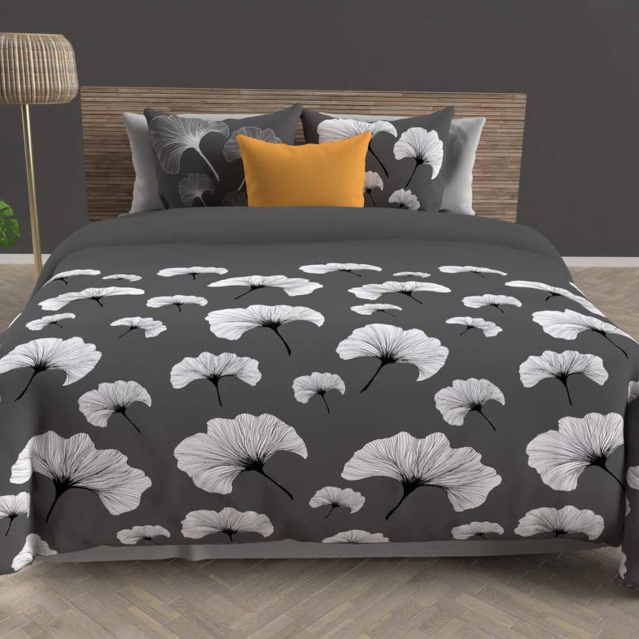 Parure De Lit Ginkgo Anthracite 3 Parure De Lit Ginkgo Anthracite