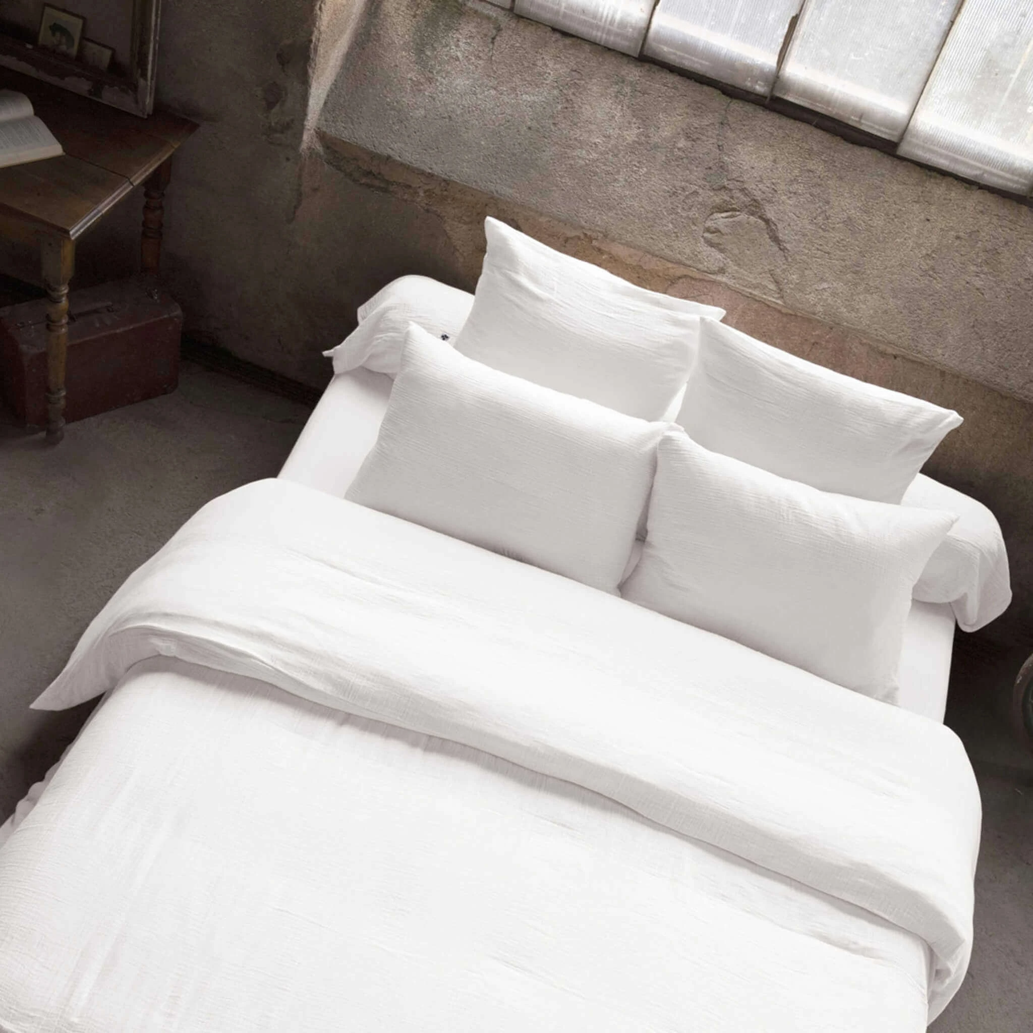 Housse De Couette Double Gaze De Coton Blanc 4 Housse De Couette Double Gaze De Coton Blanc – Image 2