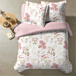 Parure De Lit Hortensia Rose -Terre de nuit boutique hortensia vue du dessus copie