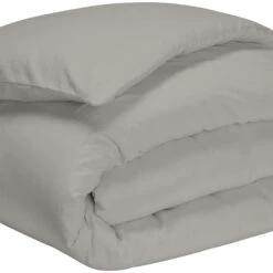 Housse De Couette Gris Mastic 100% Coton -Terre de nuit boutique housse couette coton mastic fond blanc 2