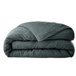 Housse De Couette Lin Lavé 12 Housse De Couette Lin Lavé -Terre de nuit boutique housse de couette lin lave gris fonce fond blanc