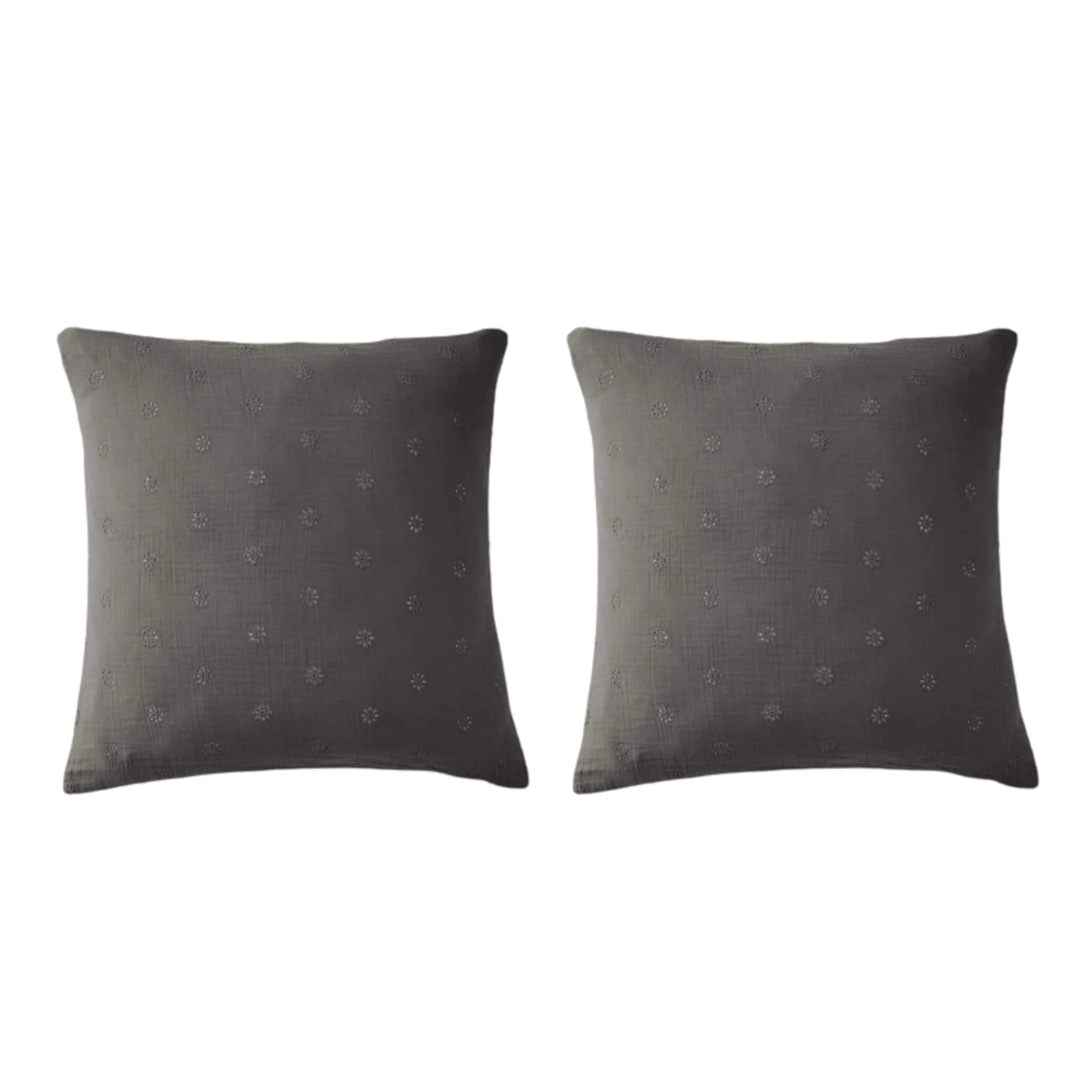 Lot De 2 Taies D'oreillers Brodées Double Gaze De Coton 3 Lot De 2 Taies D'oreillers Brodées Double Gaze De Coton