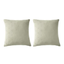 Lot De 2 Taies D'oreillers Brodées Double Gaze De Coton 30 Lot De 2 Taies D'oreillers Brodées Double Gaze De Coton -Terre de nuit boutique lot taie oreiller boho vert fond blanc