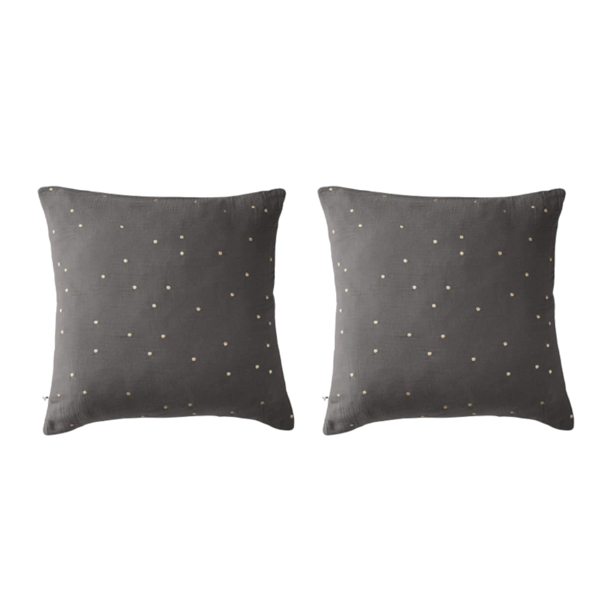 Lot De 2 Taies D'oreillers à Pois Brodés Double Gaze De Coton 3 Lot De 2 Taies D'oreillers à Pois Brodés Double Gaze De Coton