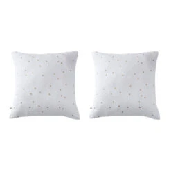 Lot De 2 Taies D'oreillers à Pois Brodés Double Gaze De Coton 31 Lot De 2 Taies D'oreillers à Pois Brodés Double Gaze De Coton -Terre de nuit boutique lot taie oreiller chic blanc fond blanc