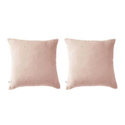 Lot De 2 Taies D'oreillers à Pois Brodés Double Gaze De Coton 27 Lot De 2 Taies D'oreillers à Pois Brodés Double Gaze De Coton -Terre de nuit boutique lot taie oreiller chic rose fond blanc