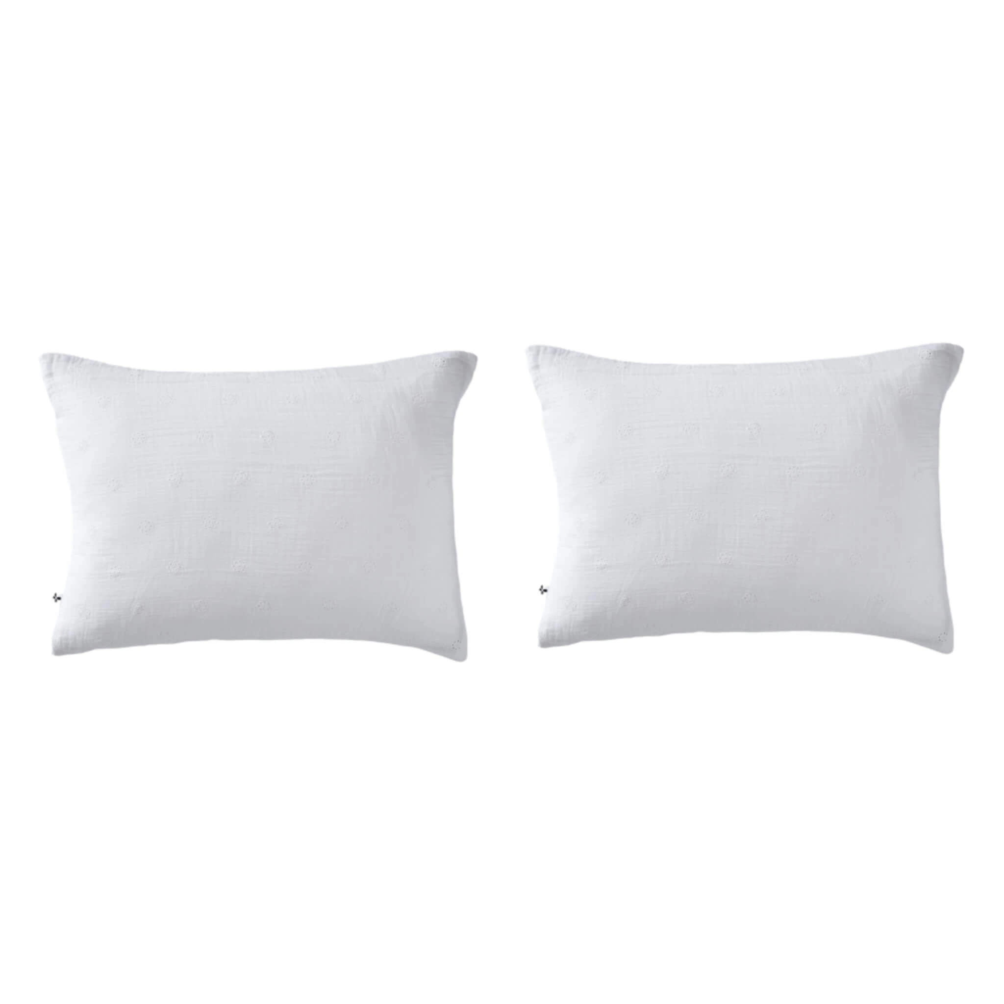 Lot De 2 Taies D'oreillers Brodées Double Gaze De Coton 20 Lot De 2 Taies D'oreillers Brodées Double Gaze De Coton – Image 18