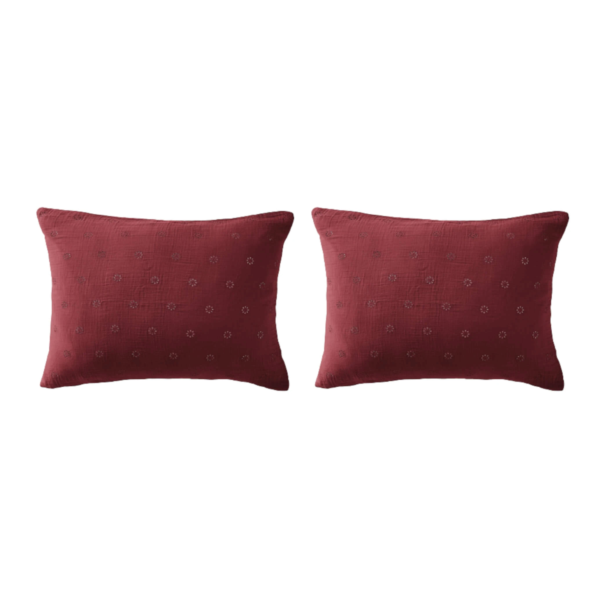 Lot De 2 Taies D'oreillers Brodées Double Gaze De Coton 21 Lot De 2 Taies D'oreillers Brodées Double Gaze De Coton – Image 19
