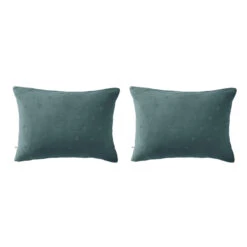 Lot De 2 Taies D'oreillers Brodées Double Gaze De Coton 41 Lot De 2 Taies D'oreillers Brodées Double Gaze De Coton -Terre de nuit boutique lot taie oreiller rectangle boho canard fond blanc
