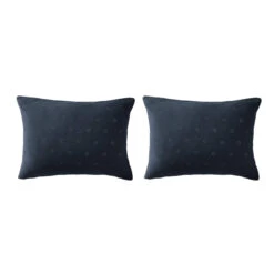 Lot De 2 Taies D'oreillers Brodées Double Gaze De Coton 34 Lot De 2 Taies D'oreillers Brodées Double Gaze De Coton -Terre de nuit boutique lot taie oreiller rectangle boho marine fond blanc