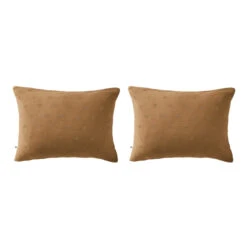 Lot De 2 Taies D'oreillers Brodées Double Gaze De Coton 35 Lot De 2 Taies D'oreillers Brodées Double Gaze De Coton -Terre de nuit boutique lot taie oreiller rectangle boho marron fond blanc
