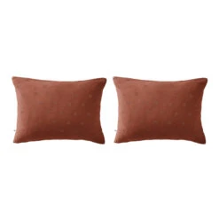 Lot De 2 Taies D'oreillers Brodées Double Gaze De Coton 36 Lot De 2 Taies D'oreillers Brodées Double Gaze De Coton -Terre de nuit boutique lot taie oreiller rectangle boho orange fond blanc