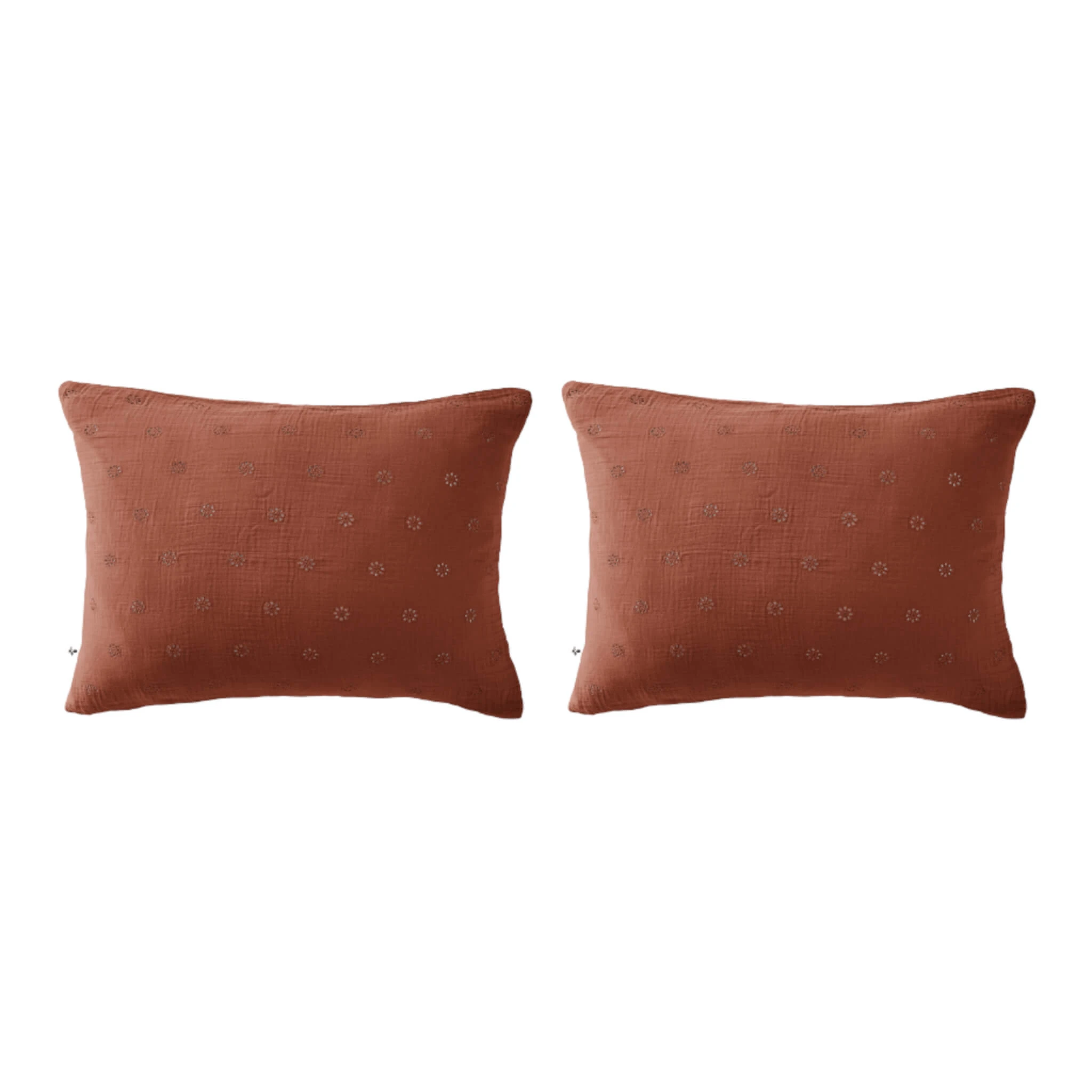 Lot De 2 Taies D'oreillers Brodées Double Gaze De Coton 17 Lot De 2 Taies D'oreillers Brodées Double Gaze De Coton – Image 15