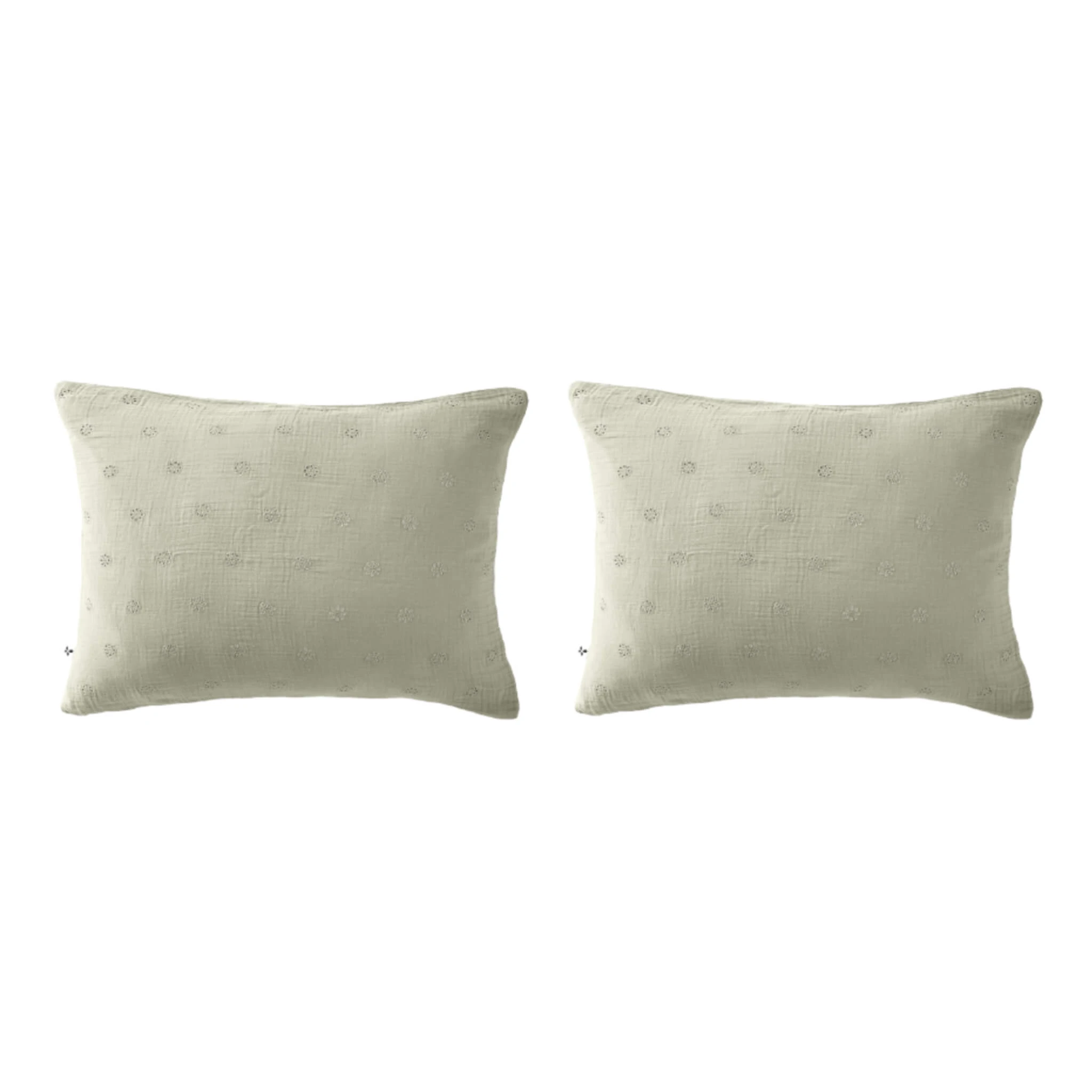Lot De 2 Taies D'oreillers Brodées Double Gaze De Coton 19 Lot De 2 Taies D'oreillers Brodées Double Gaze De Coton – Image 17